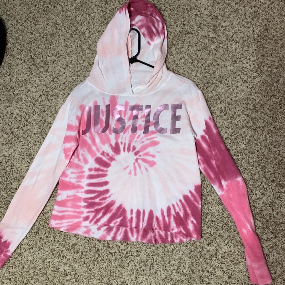 A cropped pink tie dye shirt from Justice.